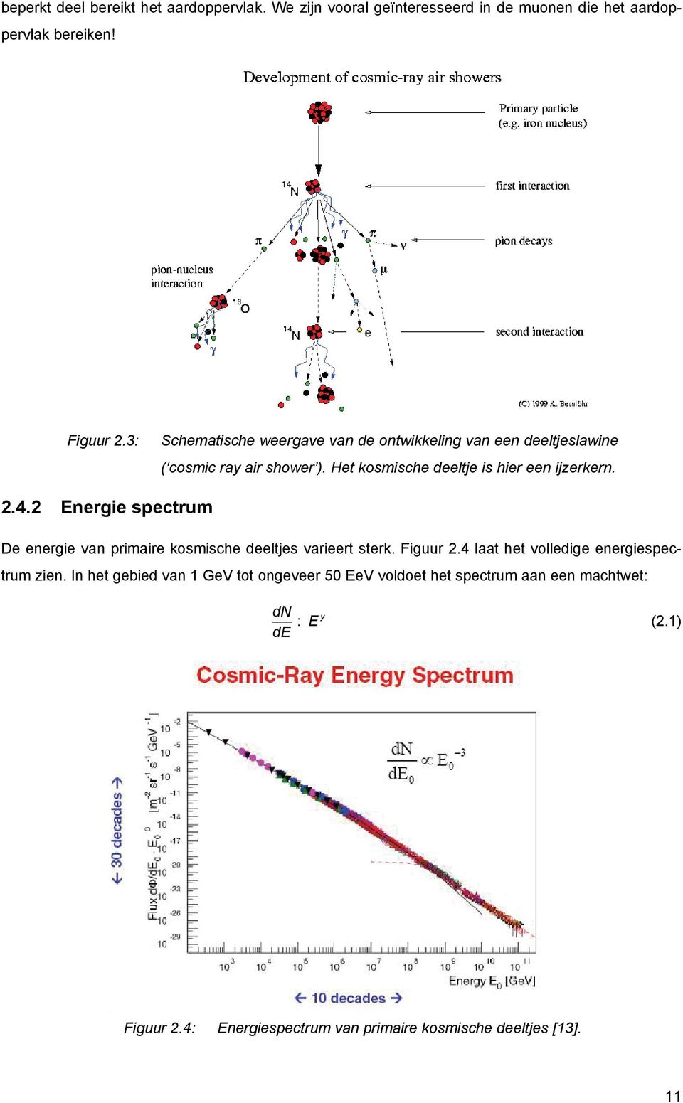4.2 Energie spectrum De energie van primaire kosmische deeltjes varieert sterk. Figuur 2.4 laat het volledige energiespectrum zien.