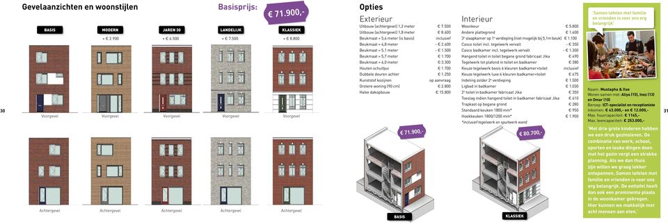 300 Houten schuifpui 1.700 Dubbele deuren achter 1.20 Kunststof kozijnen op aanvraag Grotere woning (90 cm) 2.800 Halve dakopbouw 1.800 3D-basis_3-laags_plat 71.900,- Interieur Woonkeur.