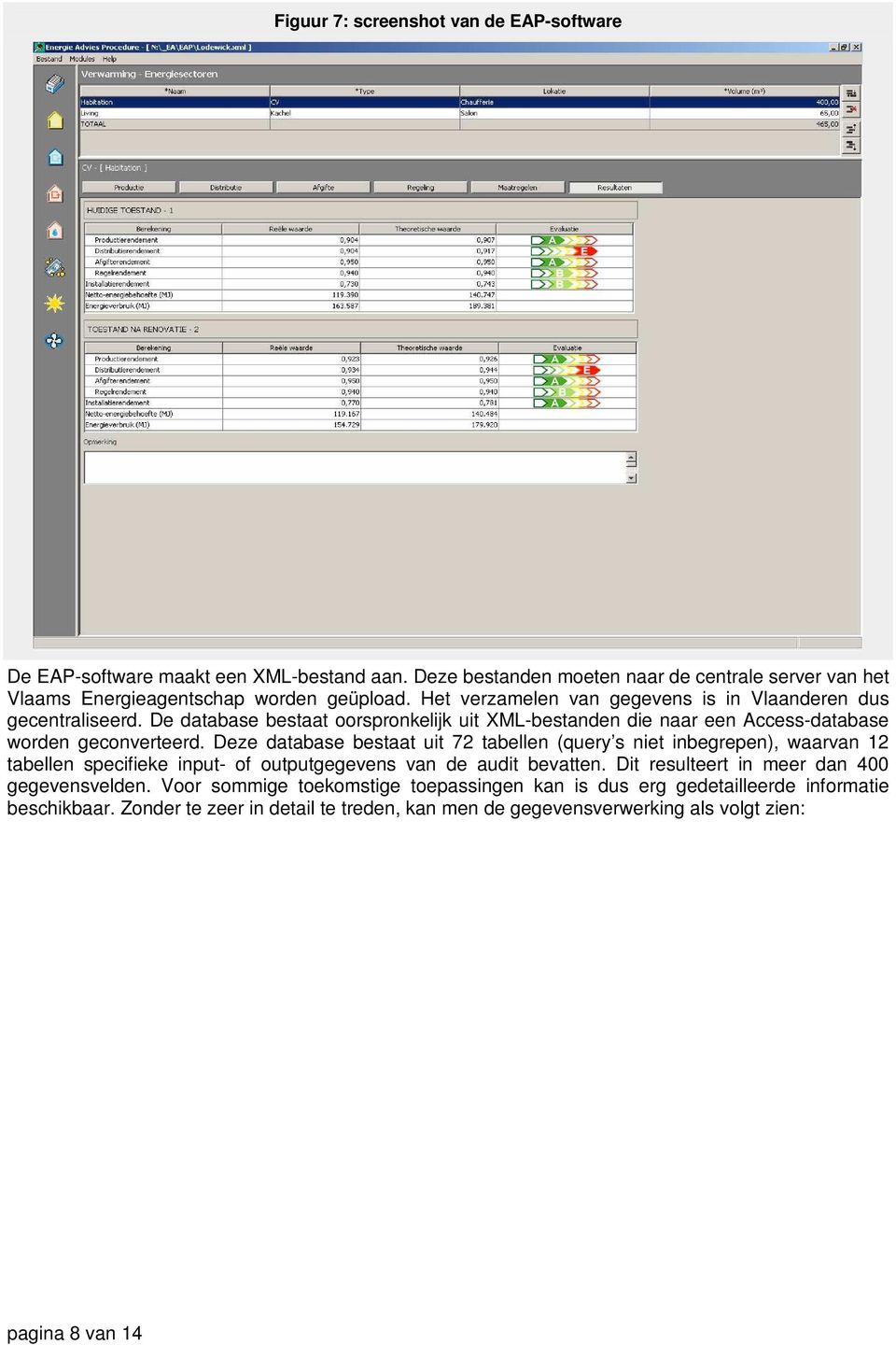 Deze database bestaat uit 72 tabellen (query s niet inbegrepen), waarvan 12 tabellen specifieke input- of outputgegevens van de audit bevatten.