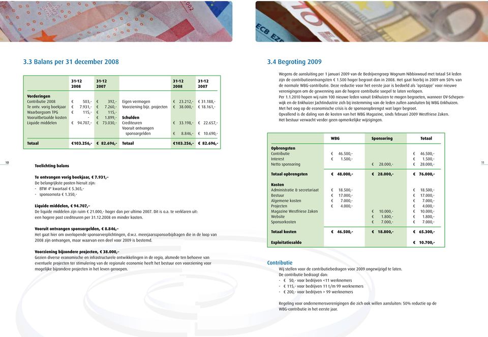 500 hoger begroot dan in 2008. Het gaat hierbij in 2009 om 50% van de normale WBG-contributie.