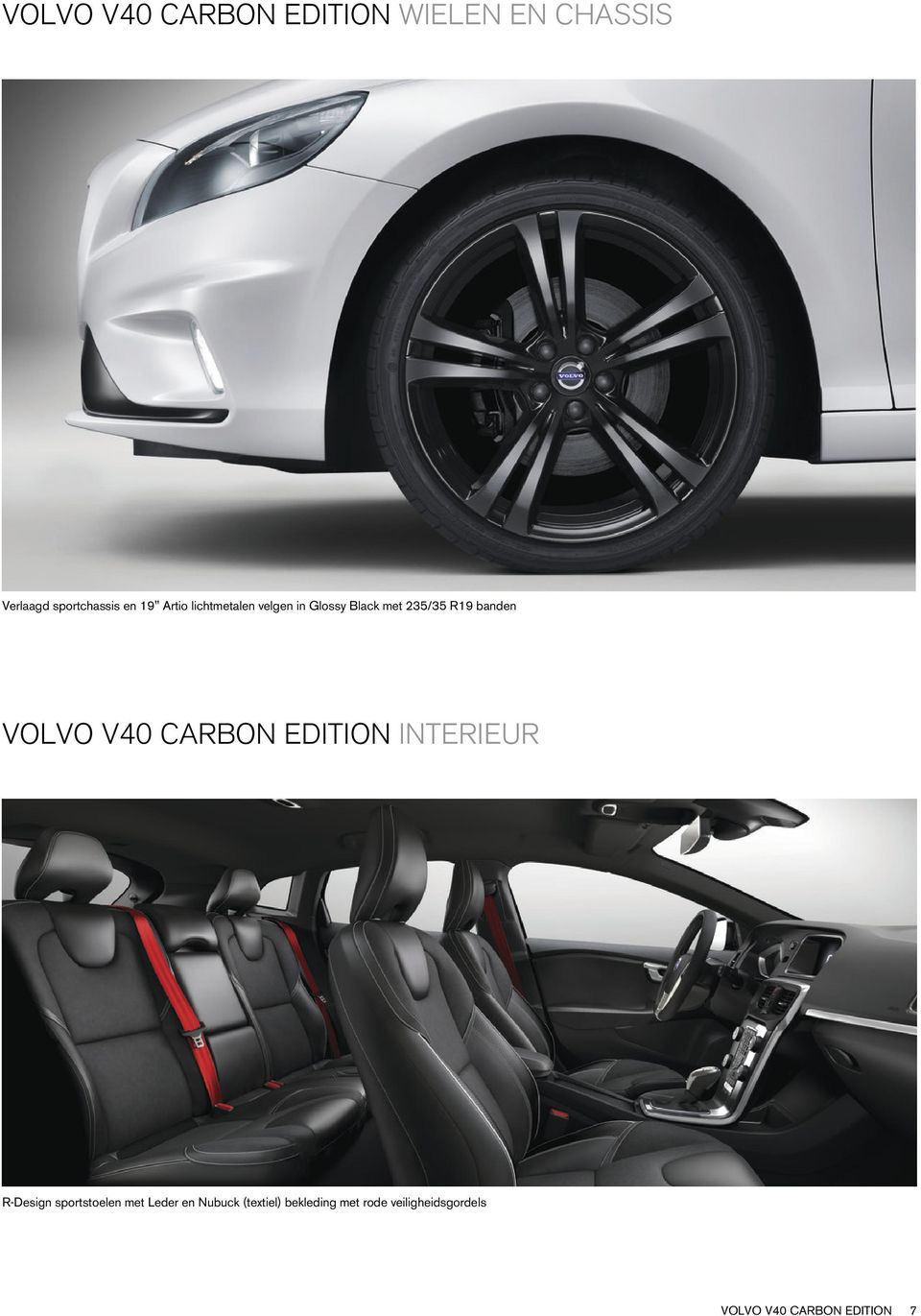 V40 CARBON EDITION INTERIEUR R-Design sportstoelen met Leder en Nubuck