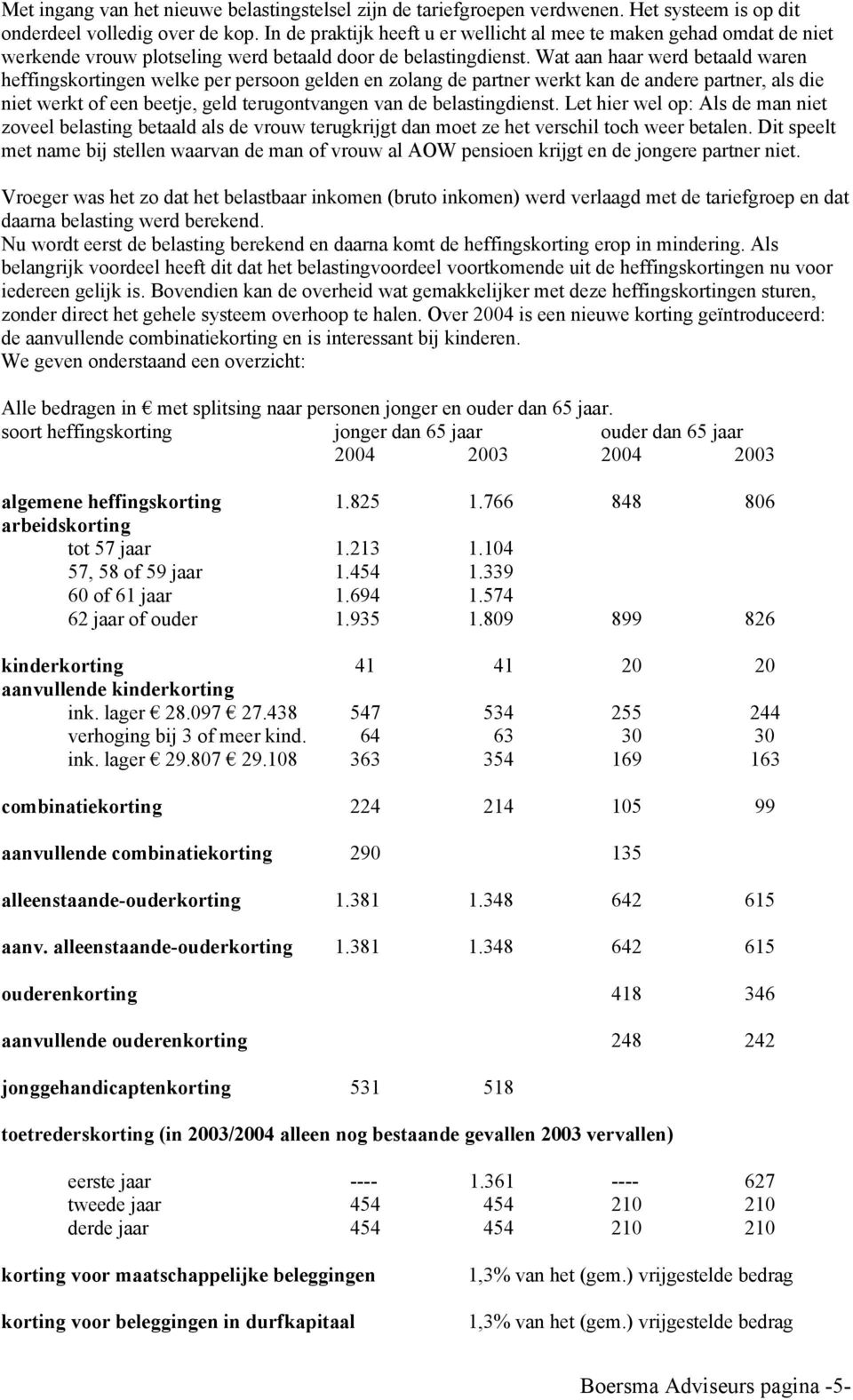 Wat aan haar werd betaald waren heffingskortingen welke per persoon gelden en zolang de partner werkt kan de andere partner, als die niet werkt of een beetje, geld terugontvangen van de