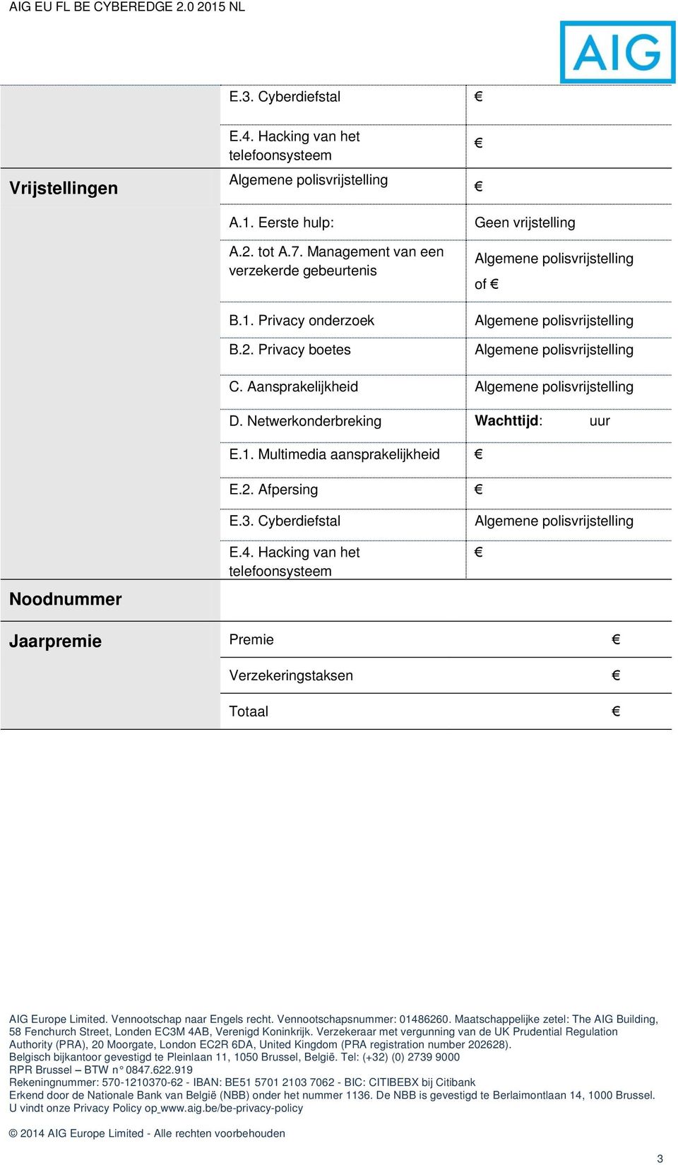 Privacy boetes Geen vrijstelling Algemene polisvrijstelling of Algemene polisvrijstelling Algemene polisvrijstelling C.