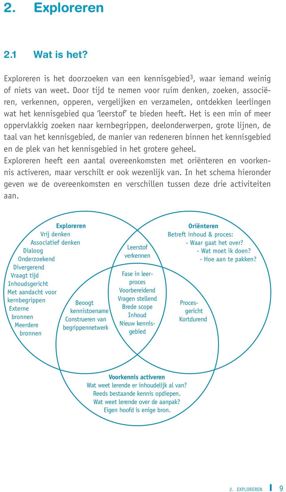 Het is een min of meer oppervlakkig zoeken naar kernbegrippen, deelonderwerpen, grote lijnen, de taal van het kennisgebied, de manier van redeneren binnen het kennisgebied en de plek van het