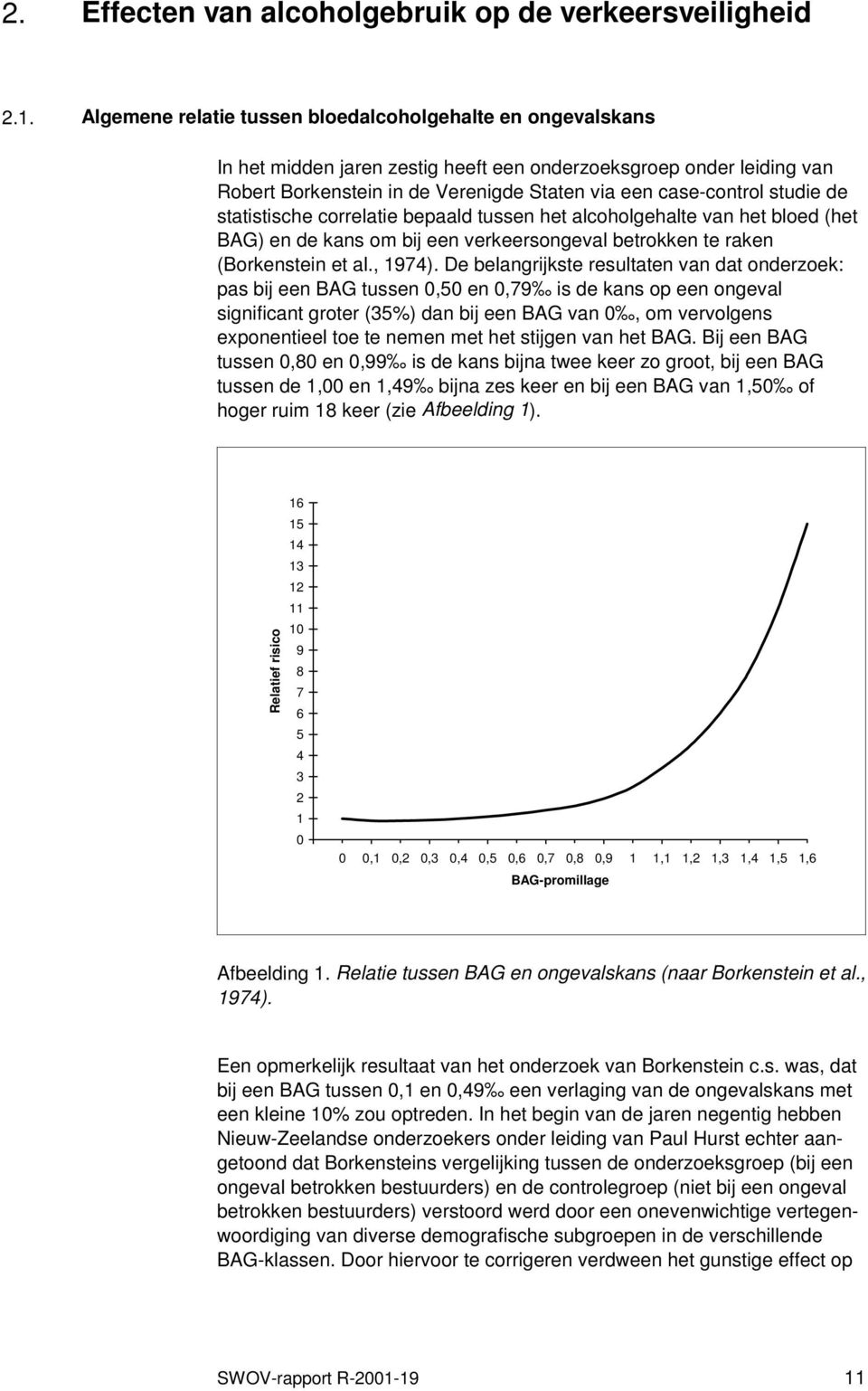studie de statistische correlatie bepaald tussen het alcoholgehalte van het bloed (het BAG) en de kans om bij een verkeersongeval betrokken te raken (Borkenstein et al., 1974).