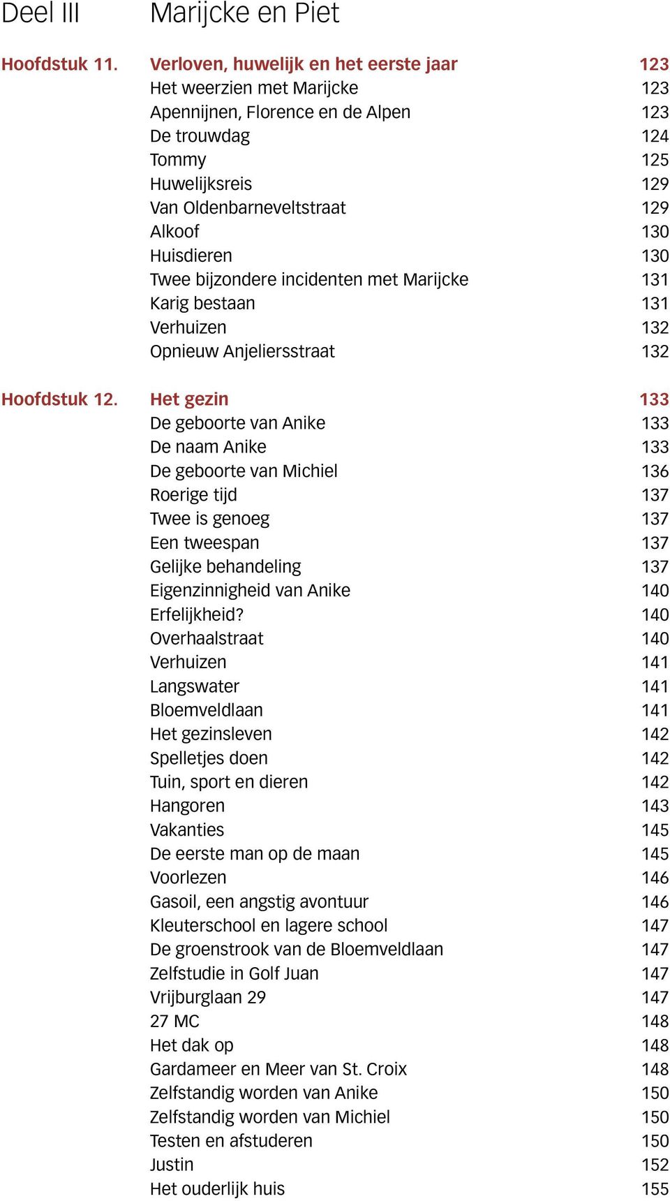 Huisdieren 130 Twee bijzondere incidenten met Marijcke 131 Karig bestaan 131 Verhuizen 132 Opnieuw Anjeliersstraat 132 Hoofdstuk 12.