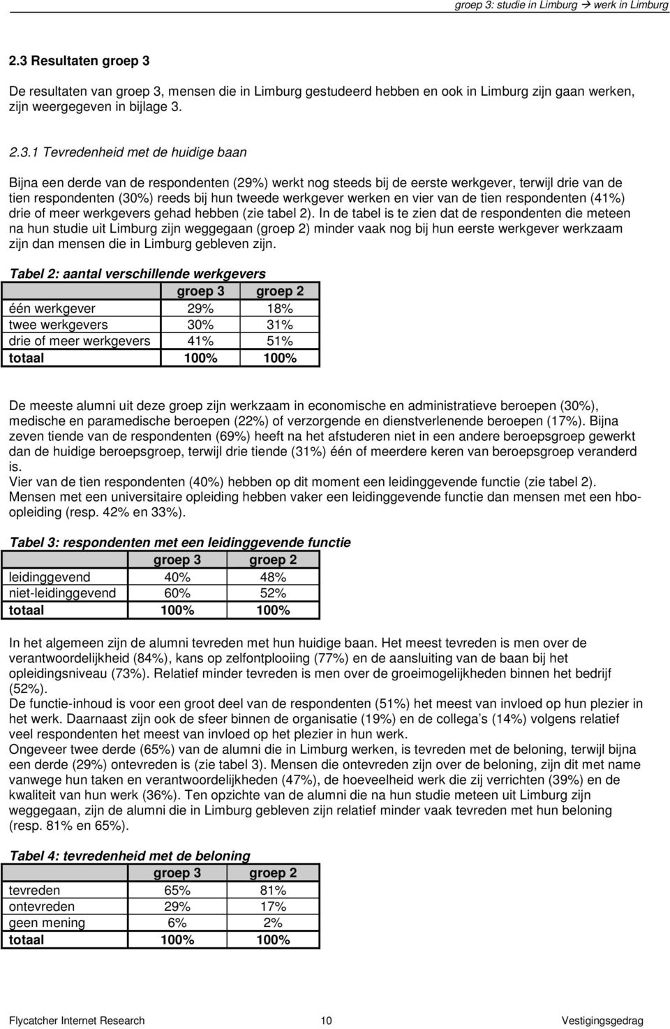 werken en vier van de tien respondenten (41%) drie of meer werkgevers gehad hebben (zie tabel 2).