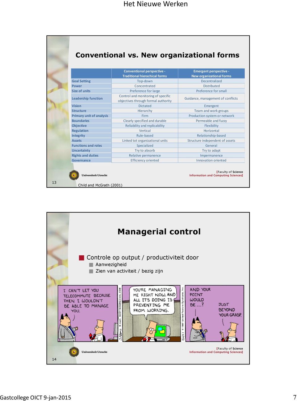 Size of units Preference for large Preference for small Leadership function Control and monitoring of specific objectives through formal authority Guidance, management of conflicts Vision Dictated