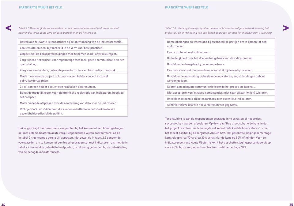 4 Belangrijkste gesignaleerde aandachtspunten volgens betrokkenen bij het project bij de ontwikkeling van een breed gedragen set met ketenindicatoren acute zorg Betrek alle relevante ketenpartners