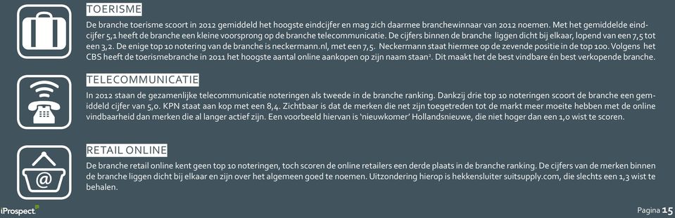 De enige top 10 notering van de branche is neckermann.nl, met een 7,5. Neckermann staat hiermee op de zevende positie in de top 100.