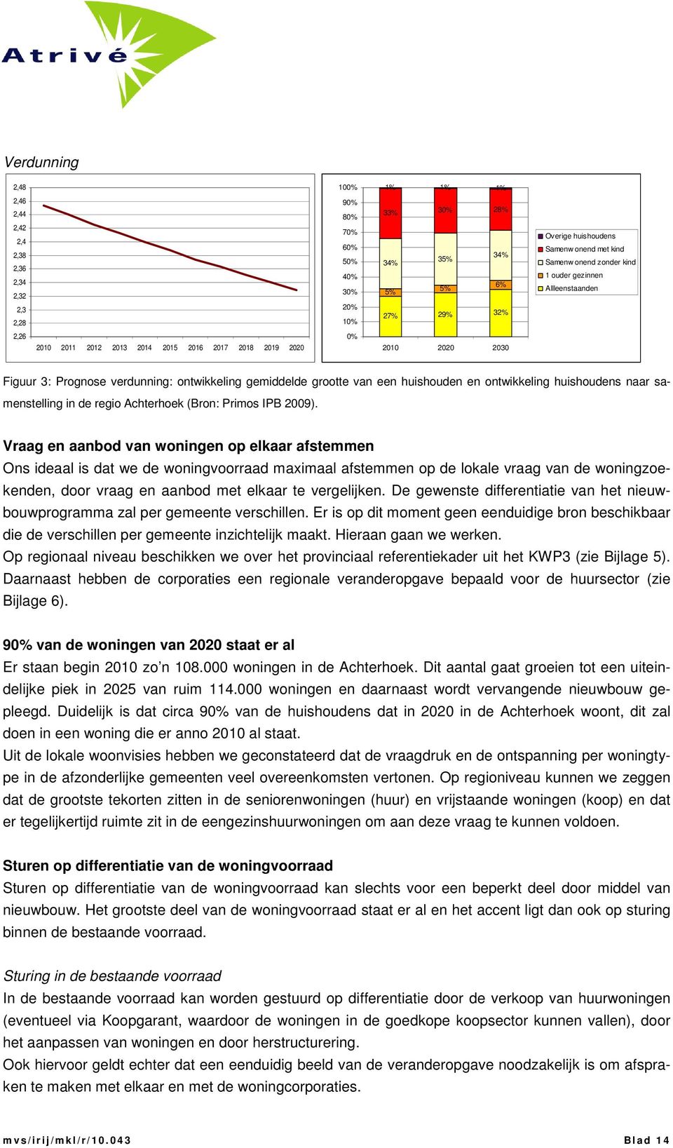 van een huishouden en ontwikkeling huishoudens naar samenstelling in de regio Achterhoek (Bron: Primos IPB 2009).