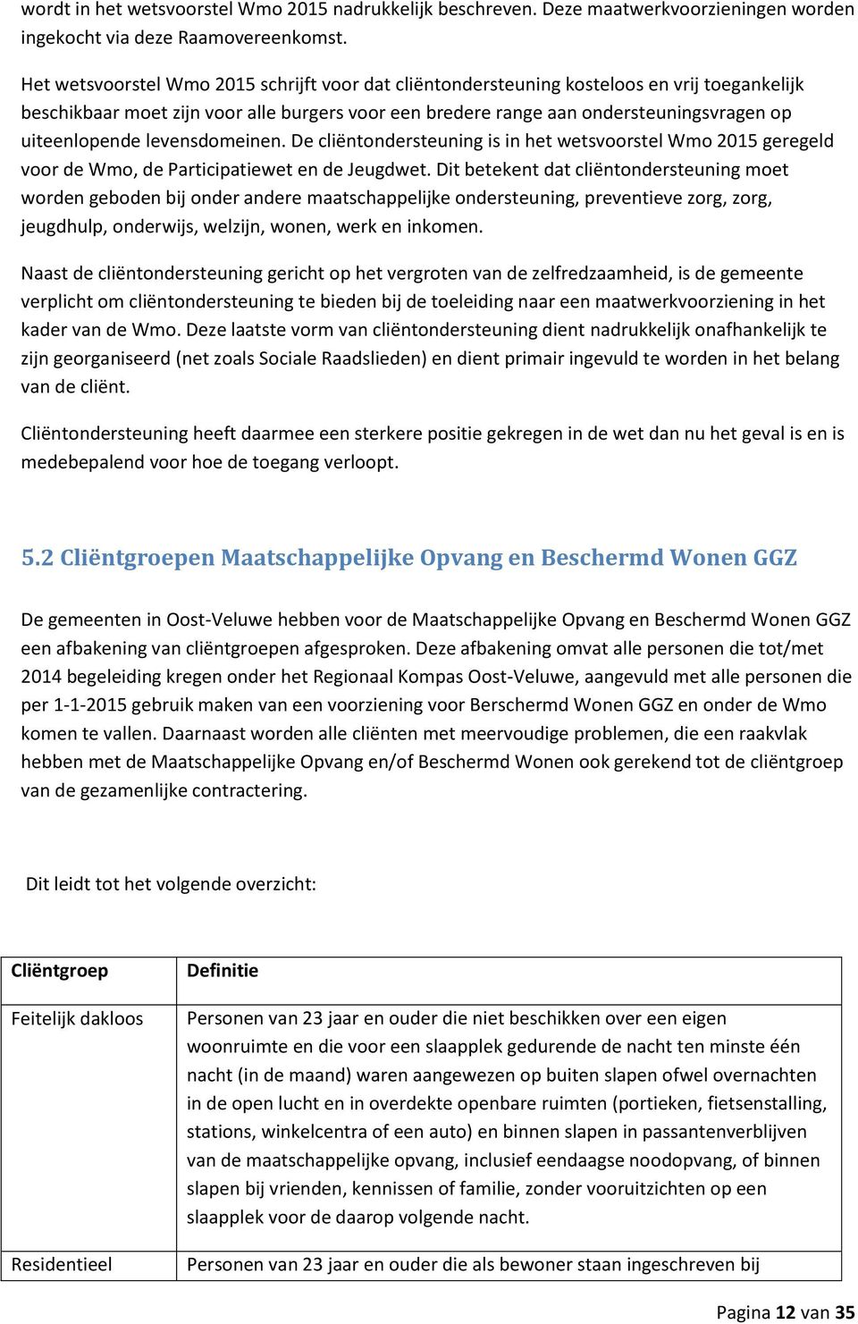 levensdomeinen. De cliëntondersteuning is in het wetsvoorstel Wmo 2015 geregeld voor de Wmo, de Participatiewet en de Jeugdwet.