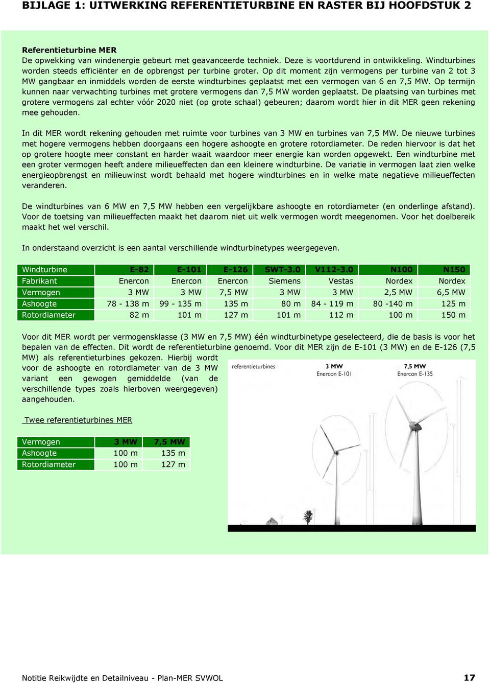 Op dit moment zijn vermogens per turbine van 2 tot 3 MW gangbaar en inmiddels worden de eerste windturbines geplaatst met een vermogen van 6 en 7,5 MW.