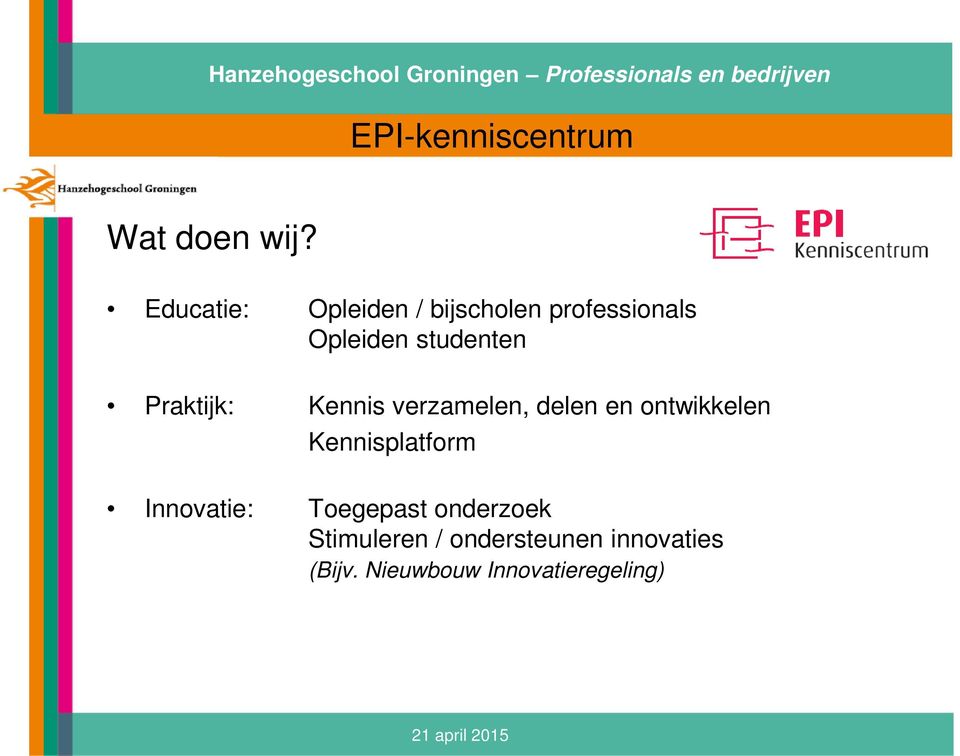 Praktijk: Kennis verzamelen, delen en ontwikkelen Kennisplatform