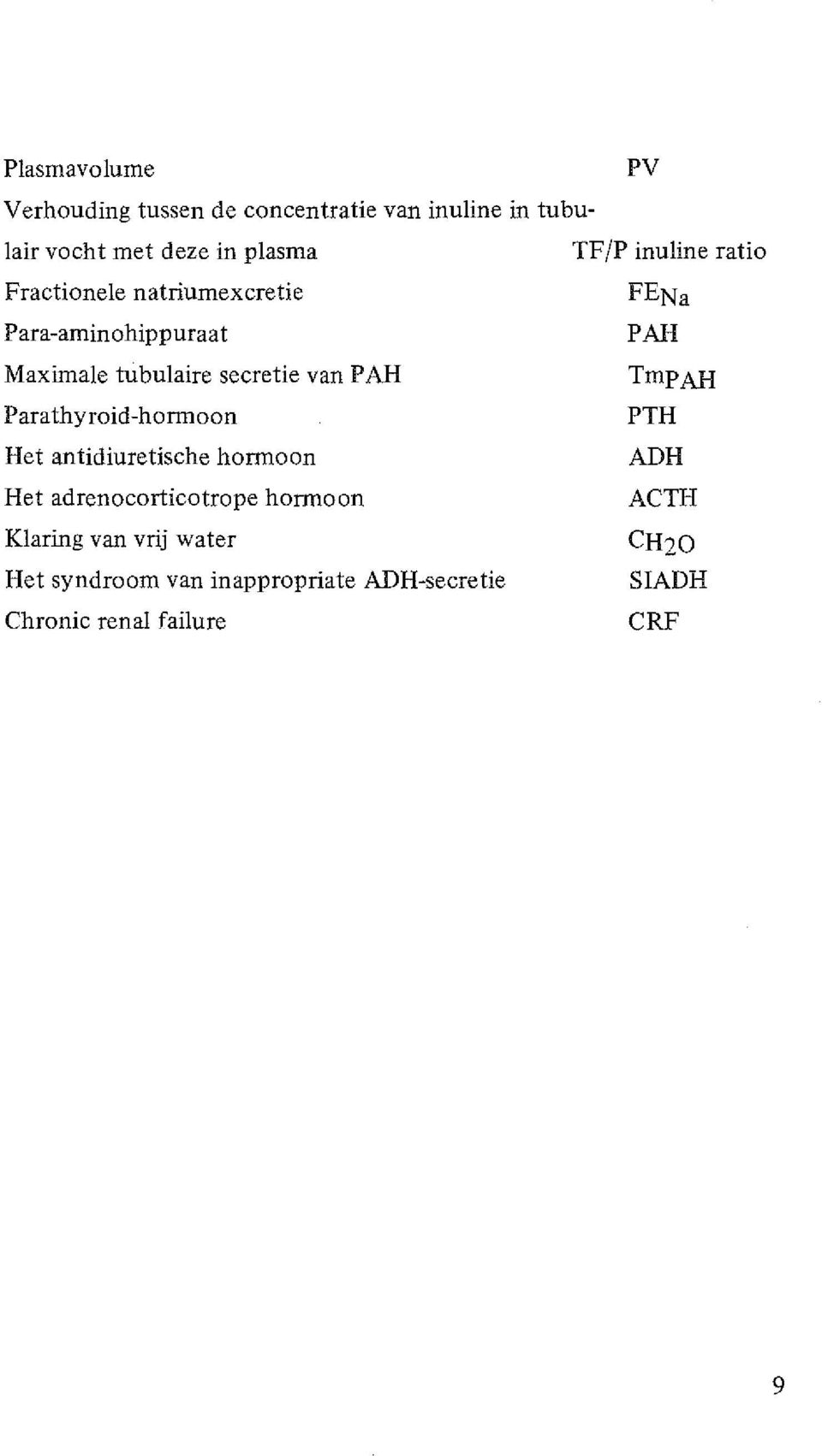 Het antidiuretische hormoon Het adrenocorticotrope hormoon Klaring van vrij water Het syndroom van