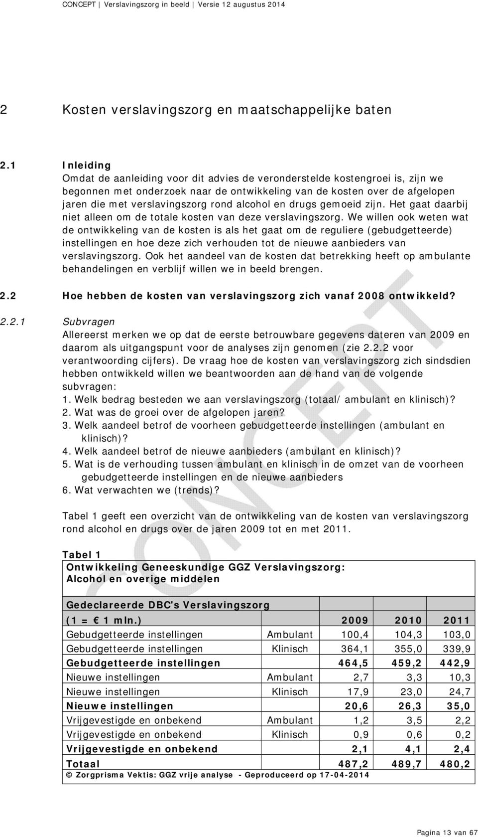 rond alcohol en drugs gemoeid zijn. Het gaat daarbij niet alleen om de totale kosten van deze verslavingszorg.