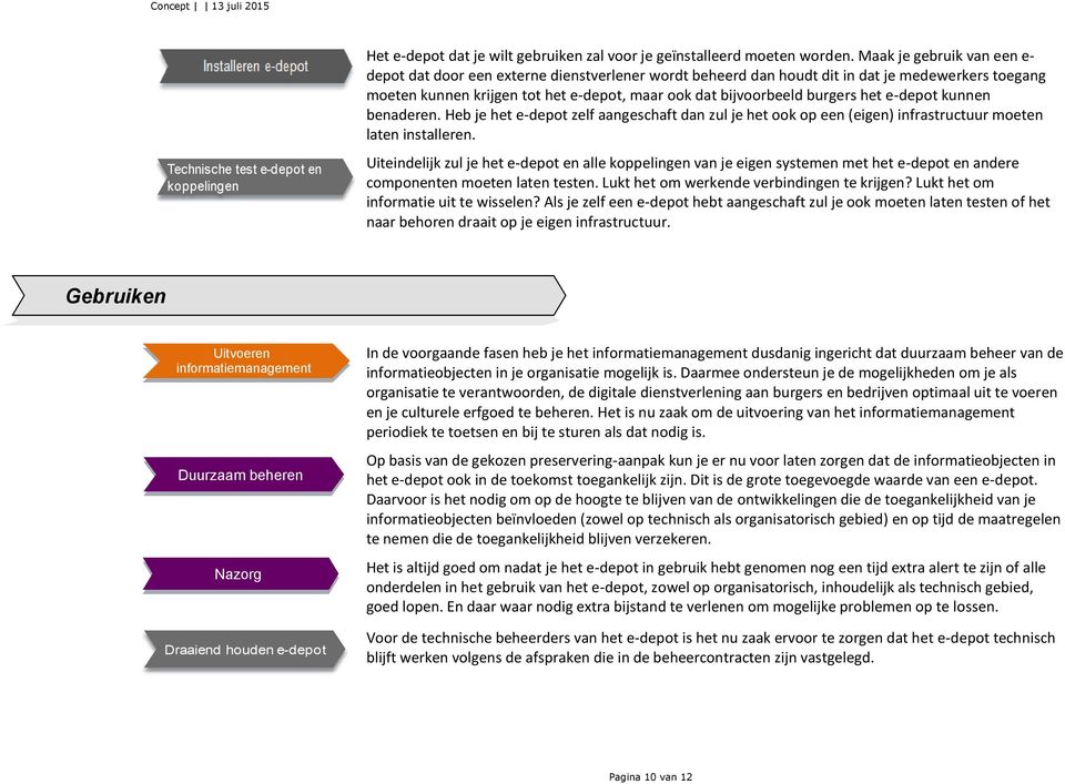 het e-depot kunnen benaderen. Heb je het e-depot zelf aangeschaft dan zul je het ook op een (eigen) infrastructuur moeten laten installeren.