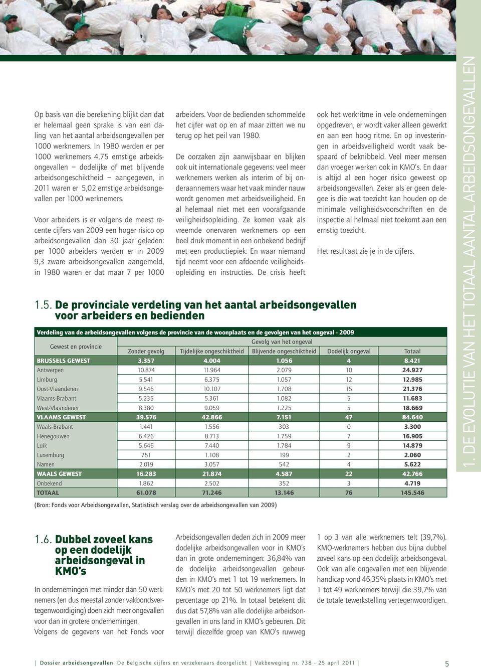 Voor arbeiders is er volgens de meest recente cijfers van 2009 een hoger risico op arbeidsongevallen dan 30 jaar geleden: per 1000 arbeiders werden er in 2009 9,3 zware arbeidsongevallen aangemeld,