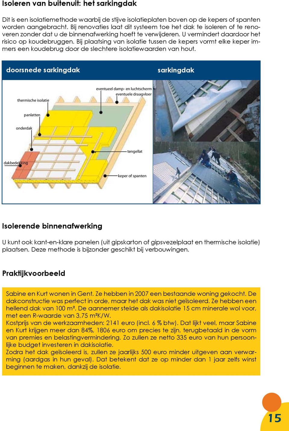 Bij plaatsing van isolatie tussen de kepers vormt elke keper immers een koudebrug door de slechtere isolatiewaarden van hout.