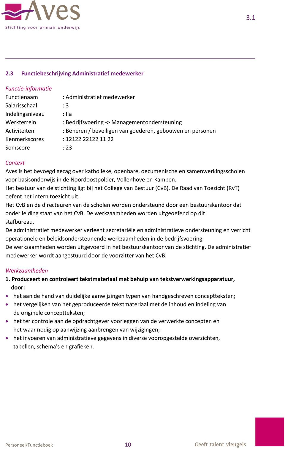 openbare, oecumenische en samenwerkingsscholen voor basisonderwijs in de Noordoostpolder, Vollenhove en Kampen. Het bestuur van de stichting ligt bij het College van Bestuur (CvB).