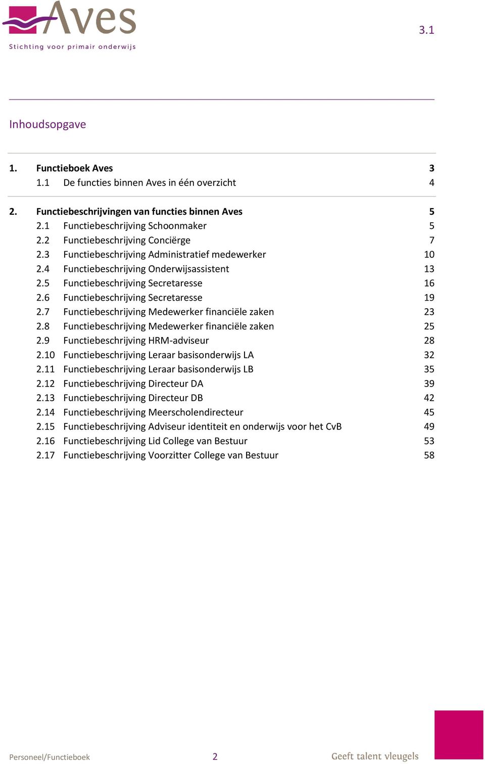 6 Functiebeschrijving Secretaresse 19 2.7 Functiebeschrijving Medewerker financiële zaken 23 2.8 Functiebeschrijving Medewerker financiële zaken 25 2.9 Functiebeschrijving HRM-adviseur 28 2.