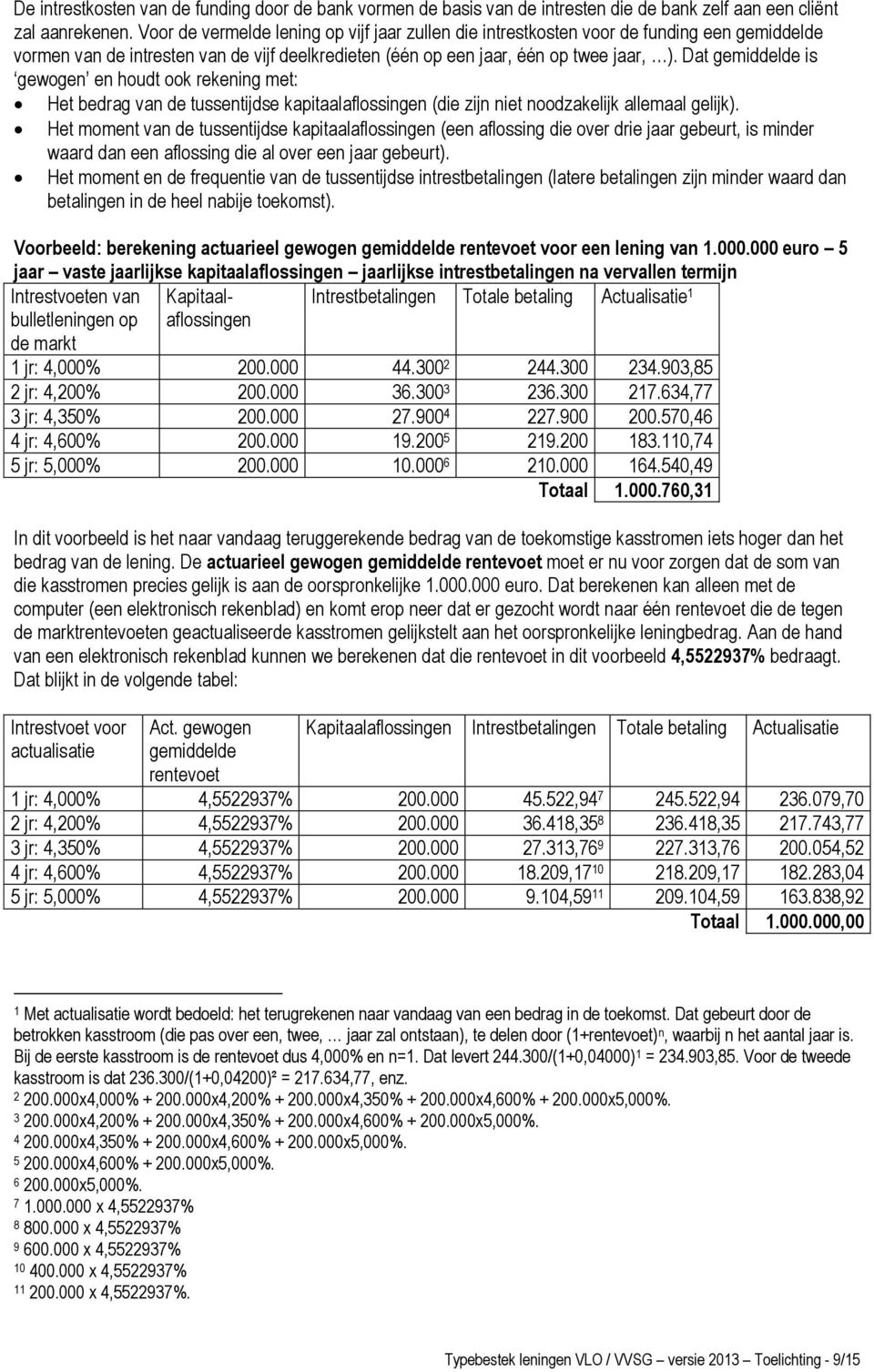 Dat gemiddelde is gewogen en houdt ook rekening met: Het bedrag van de tussentijdse kapitaalaflossingen (die zijn niet noodzakelijk allemaal gelijk).