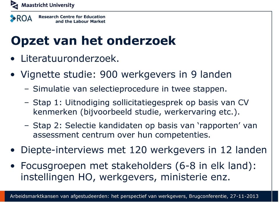 Stap 1: Uitnodiging sollicitatiegesprek op basis van CV kenmerken (bijvoorbeeld studie, werkervaring etc.).