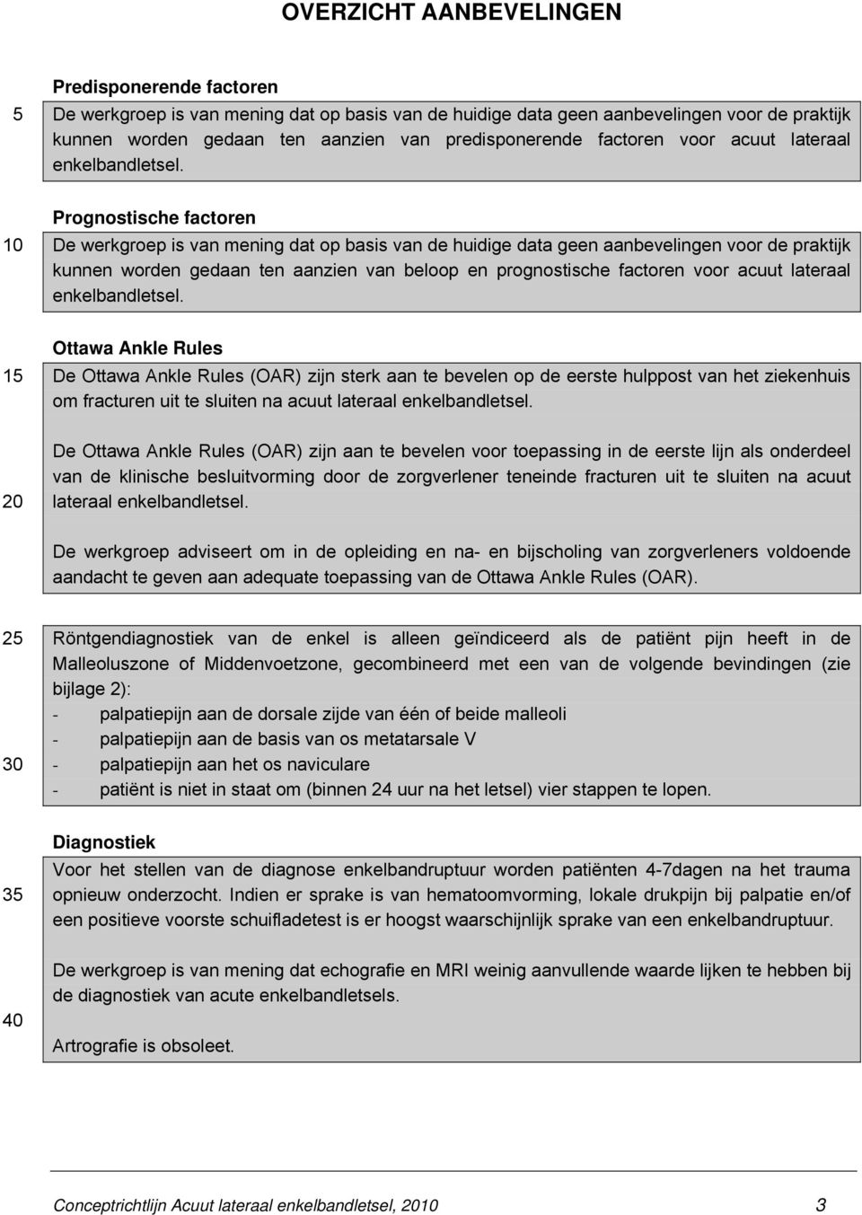 Prognostische factoren De werkgroep is van mening dat op basis van de huidige data geen aanbevelingen voor de praktijk kunnen worden gedaan ten aanzien van beloop en prognostische  Ottawa Ankle Rules