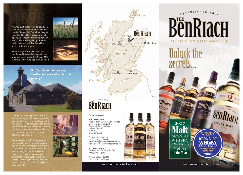 Sinds 2004 is BenRiach Distillery onafhankelijk en sindsdien produceren wij onze eigen bijzondere Single Malt Whisky s in het mooie Speyside gebied.