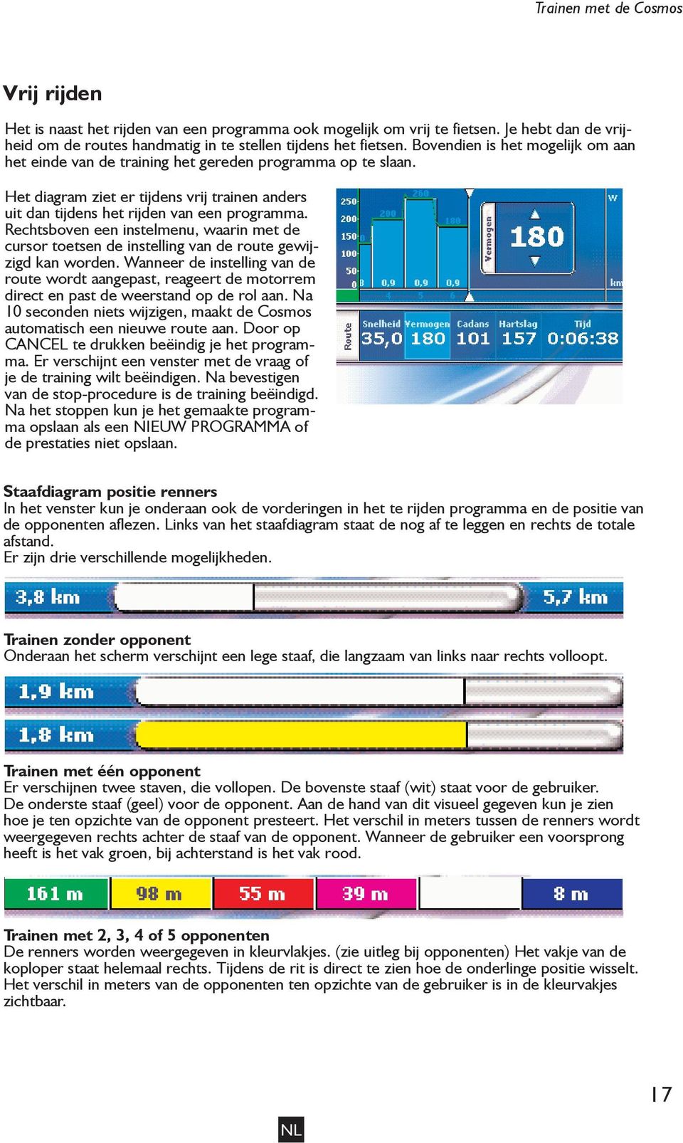 Rechtsboven een instelmenu, waarin met de cursor toetsen de instelling van de route gewijzigd kan worden.