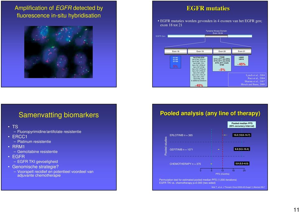L747_T751>P Del L747_T751 Del S752_I759 & additional deletions ~45% T790M D770_771 (ins PG) D770_771 (ins SVQ) D770_771 (insg) S768I ~5% L858R L861Q ~45% Lynch et al., 2004 Paez et al.