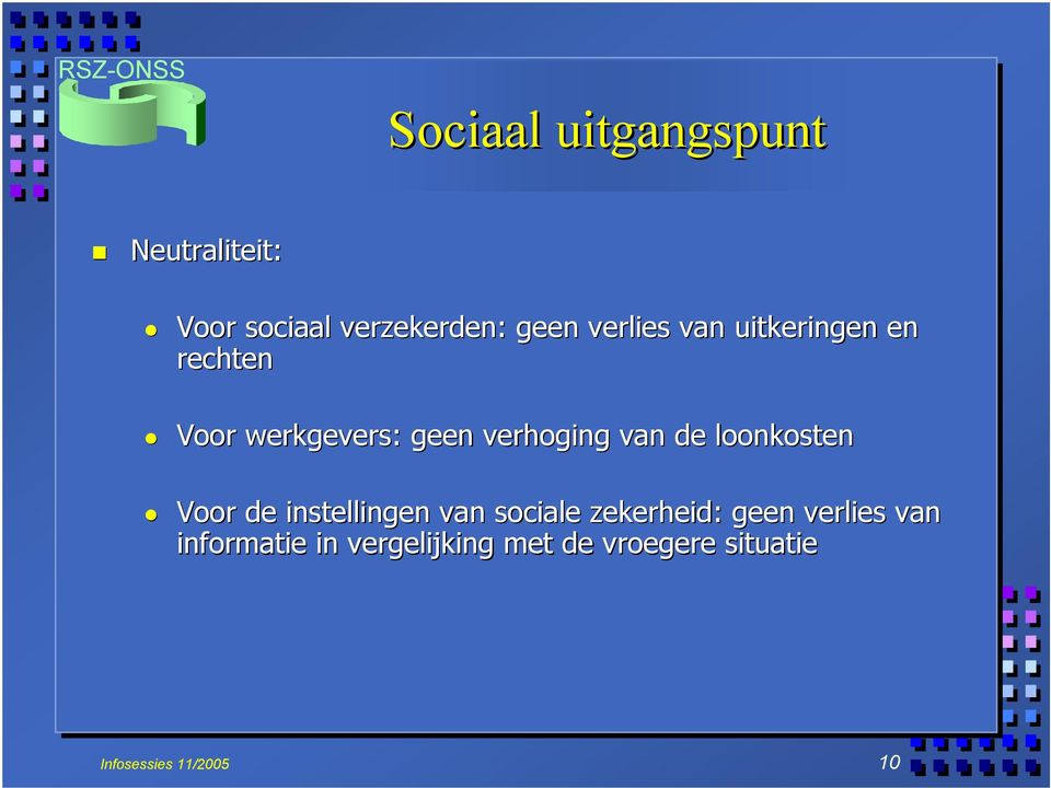 van de loonkosten Voor de instellingen van sociale zekerheid: geen