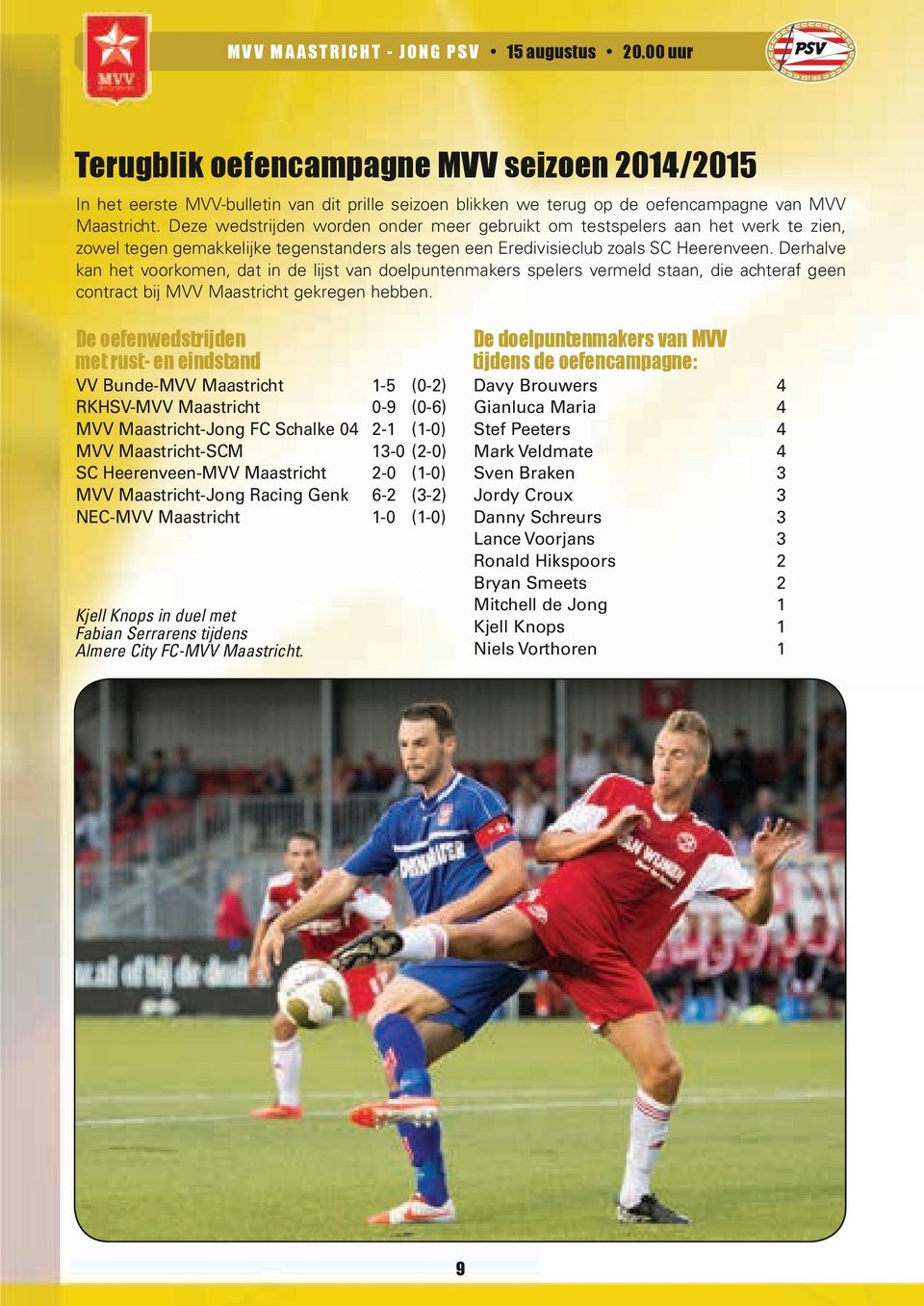 Derhalve kan het voorkomen, dat in de lijst van doelpuntenmakers spelers vermeld staan, die achteraf geen contract bij MVV Maastricht gekregen hebben.