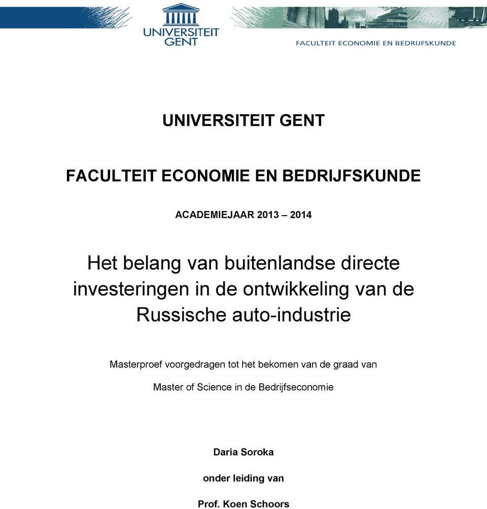 auto-industrie Masterproef voorgedragen tot het bekomen van de graad van Master