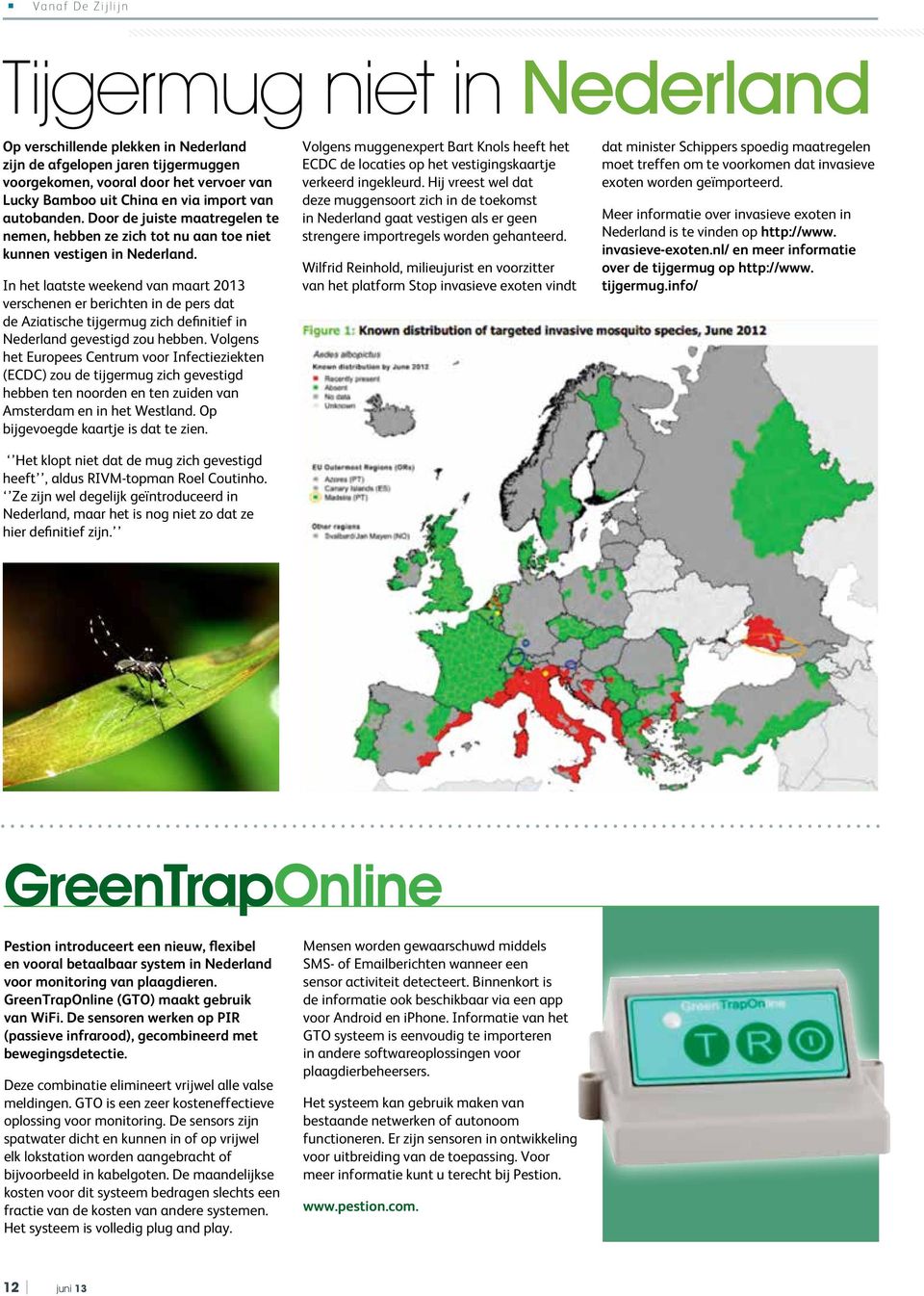 In het laatste weekend van maart 2013 verschenen er berichten in de pers dat de Aziatische tijgermug zich definitief in Nederland gevestigd zou hebben.