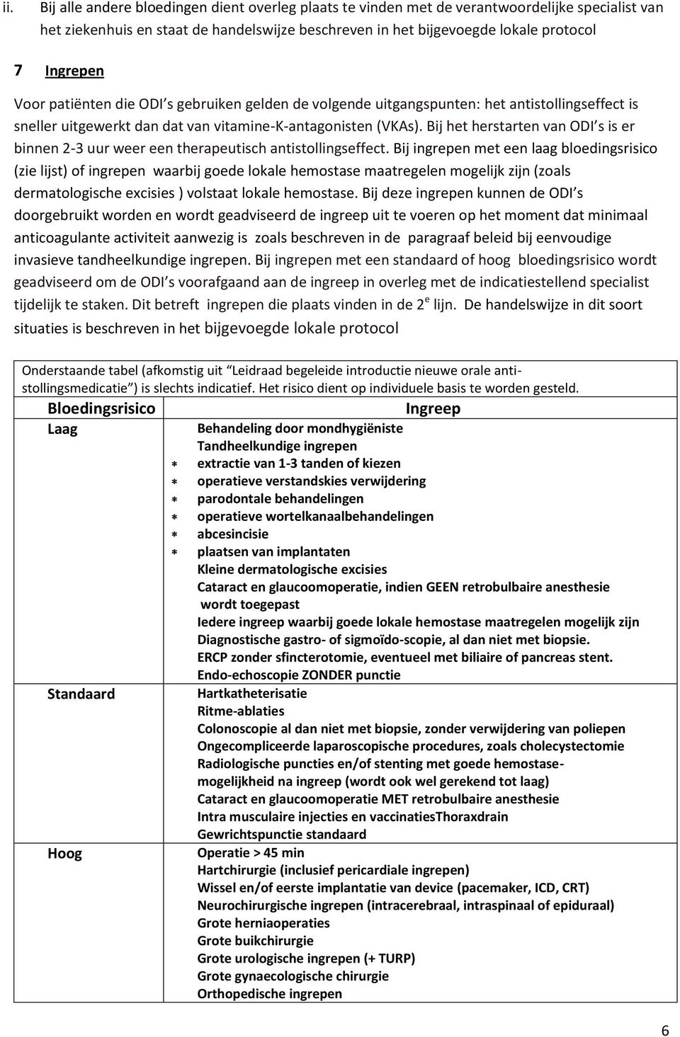 Bij het herstarten van ODI s is er binnen 2-3 uur weer een therapeutisch antistollingseffect.