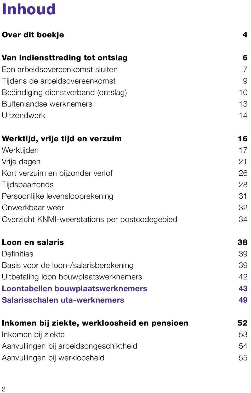 Overzicht KNMI-weerstations per postcodegebied 34 Loon en salaris 38 Definities 39 Basis voor de loon-/salarisberekening 39 Uitbetaling loon bouwplaatswerknemers 42 Loontabellen