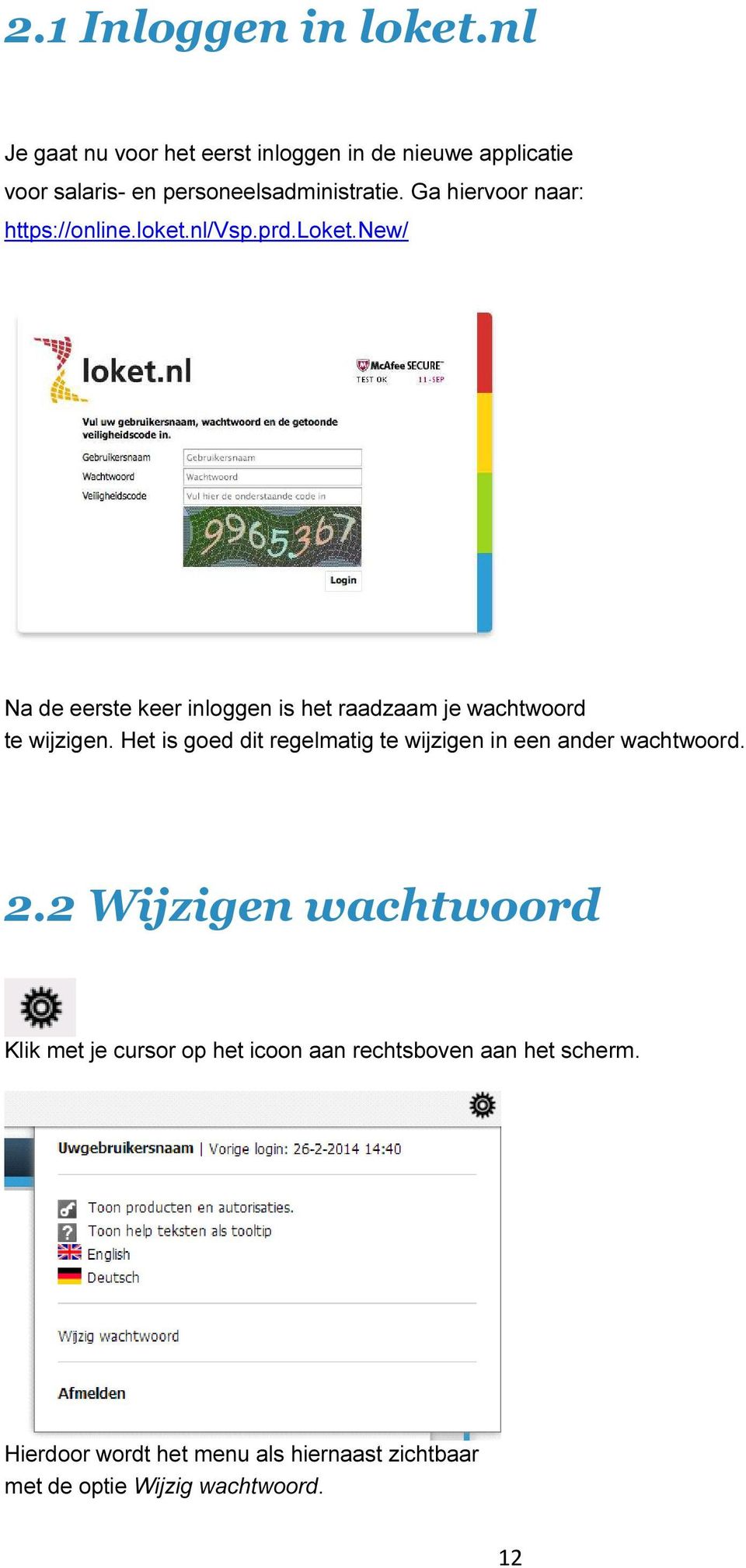 Ga hiervoor naar: https://online.loket.nl/vsp.prd.loket.new/ Na de eerste keer inloggen is het raadzaam je wachtwoord te wijzigen.