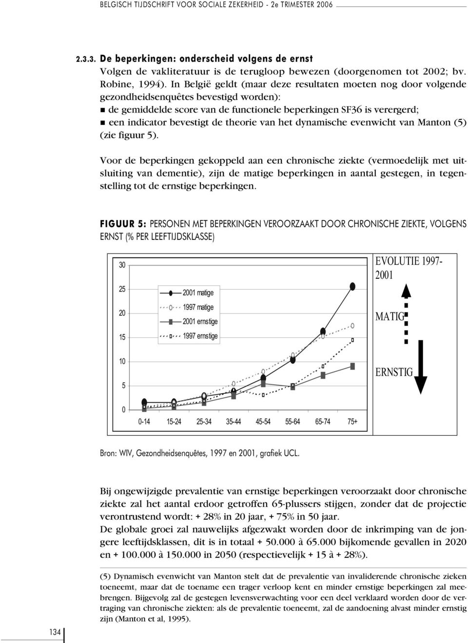 In België geldt (maar deze resultaten moeten nog door volgende gezondheidsenquêtes bevestigd worden): de gemiddelde score van de functionele beperkingen SF36 is verergerd; een indicator bevestigt de