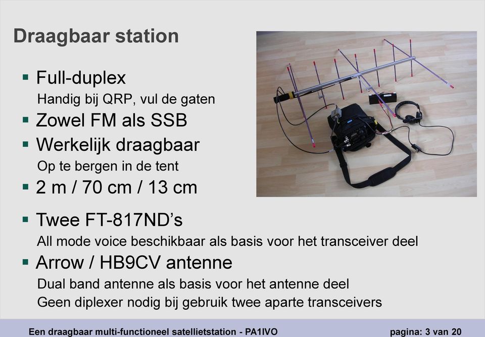 transceiver deel Arrow / HB9CV antenne Dual band antenne als basis voor het antenne deel Geen diplexer