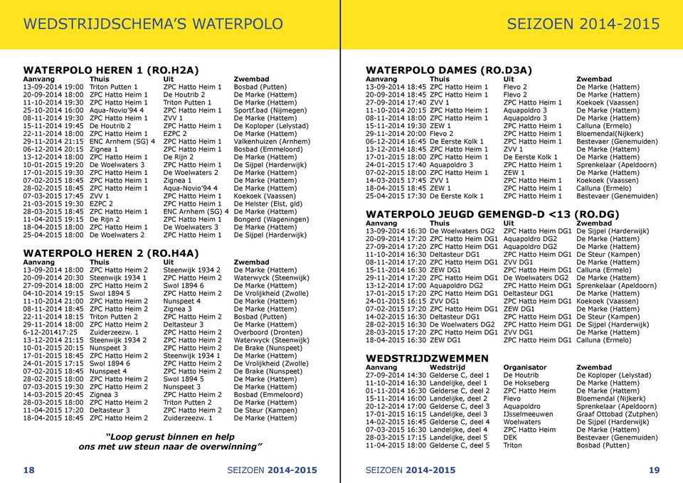 Triton Putten 1 De Marke (Hattem) 25-10-2014 16:00 Aqua-Novio 94 4 ZPC Hatto Heim 1 Sportf.