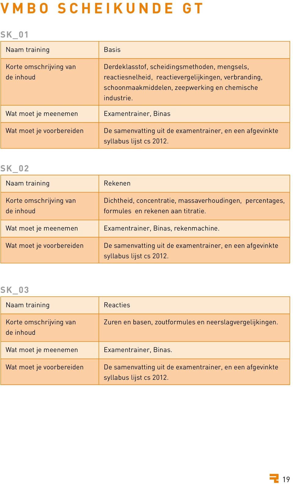 sk_02 Rekenen Dichtheid, concentratie, massaverhoudingen, percentages, formules en rekenen aan titratie. Examentrainer, Binas, rekenmachine.