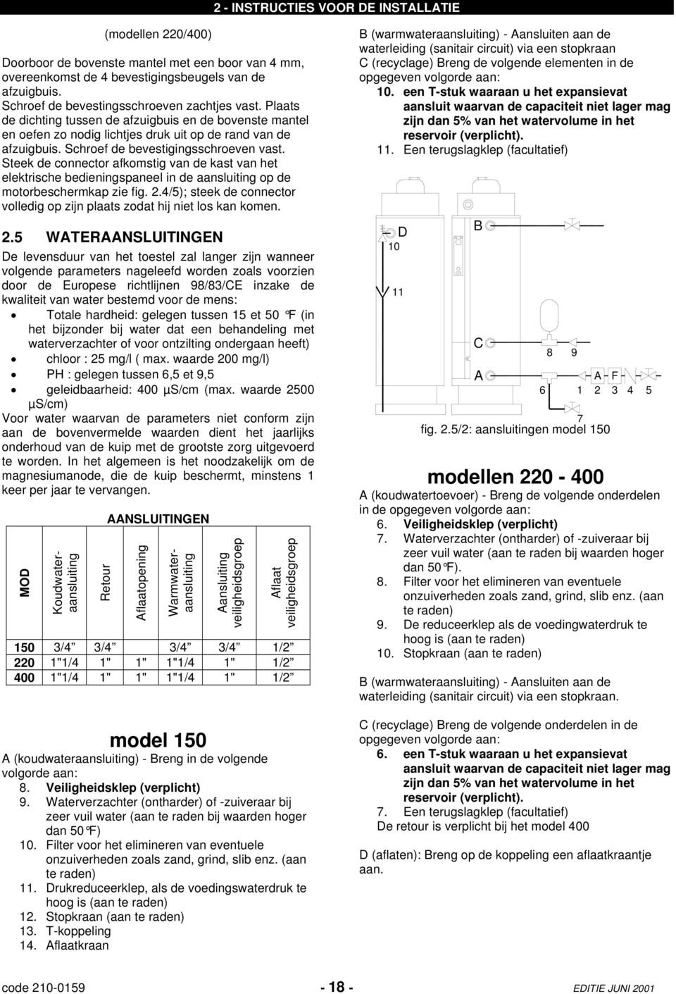 Schroef de bevestigingsschroeven vast. Steek de connector afkomstig van de kast van het elektrische bedieningspaneel in de aansluiting op de motorbeschermkap zie fig. 2.