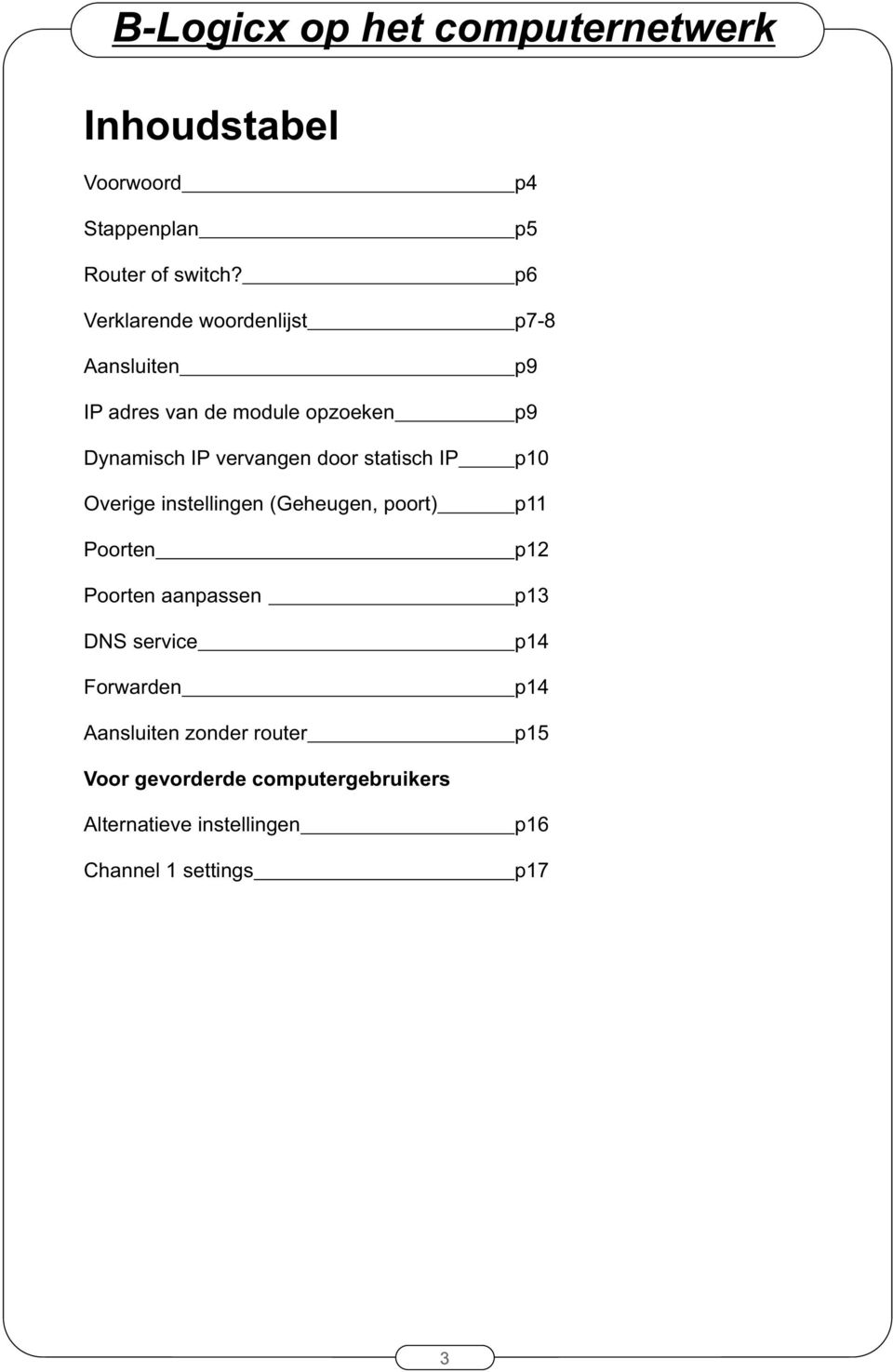 vervangen door statisch IP Overige instellingen (Geheugen, poort) Poorten Poorten aanpassen DNS