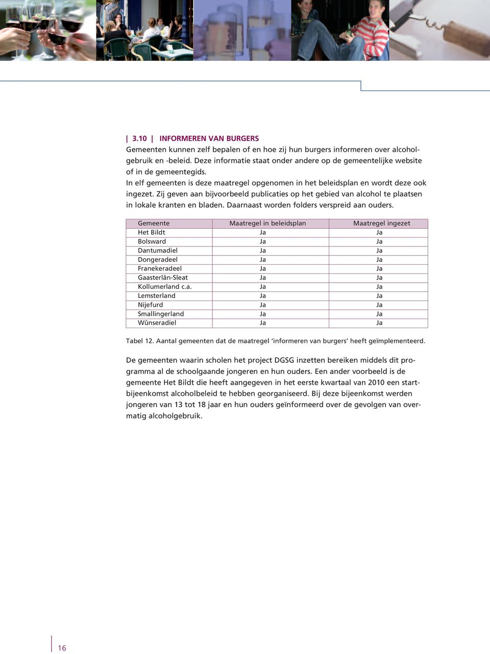 Zij geven aan bijvoorbeeld publicaties op het gebied van alcohol te plaatsen in lokale kranten en bladen. Daarnaast worden folders verspreid aan ouders.