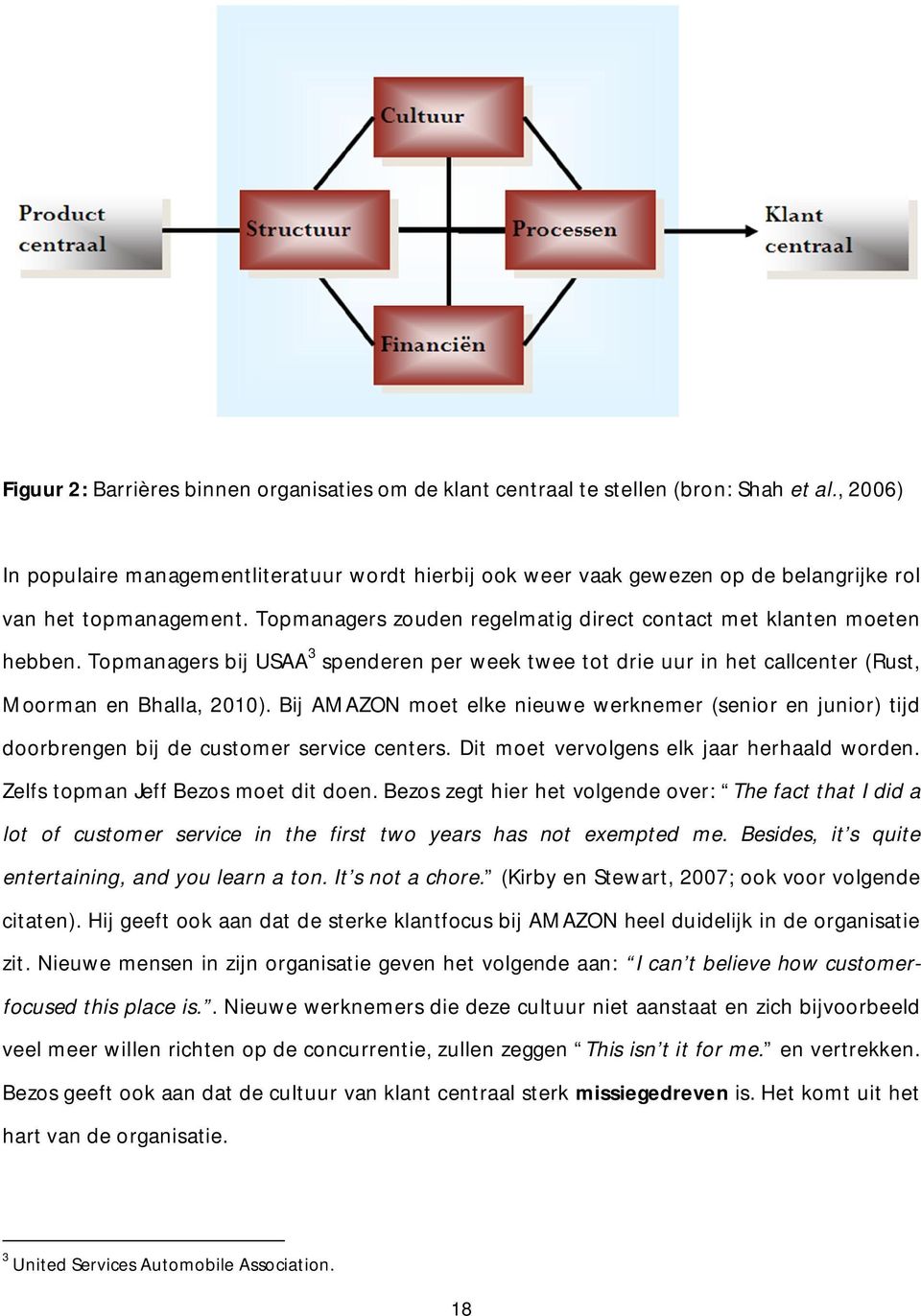 Topmanagers bij USAA 3 spenderen per week twee tot drie uur in het callcenter (Rust, Moorman en Bhalla, 2010).