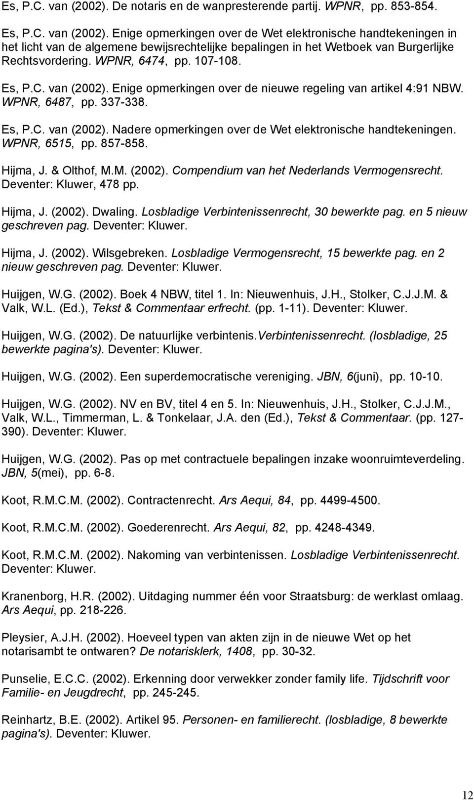 WPNR, 6515, pp. 857-858. Hijma, J. & Olthof, M.M. (2002). Compendium van het Nederlands Vermogensrecht. Deventer: Kluwer, 478 pp. Hijma, J. (2002). Dwaling.