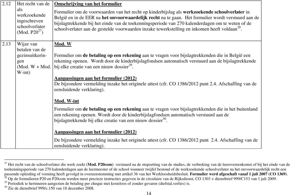 Het formulier wordt verstuurd aan de bijslagtrekkende bij het einde van de toekenningsperiode van 270 kalenderdagen om te weten of de schoolverlater aan de gestelde voorwaarden inzake tewerkstelling