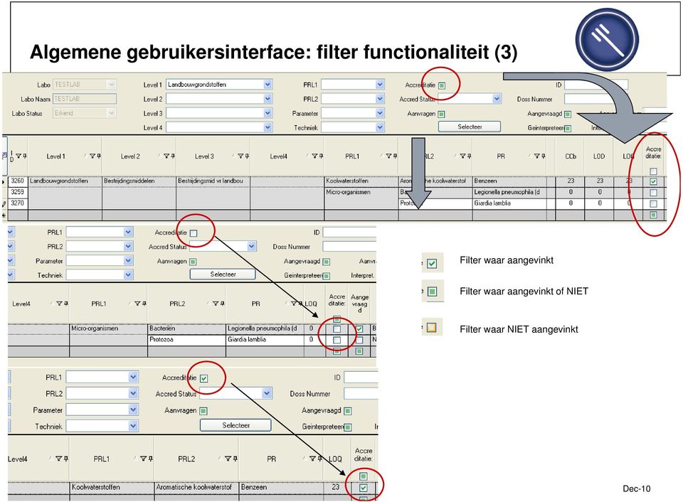 aangevinkt Filter waar aangevinkt of