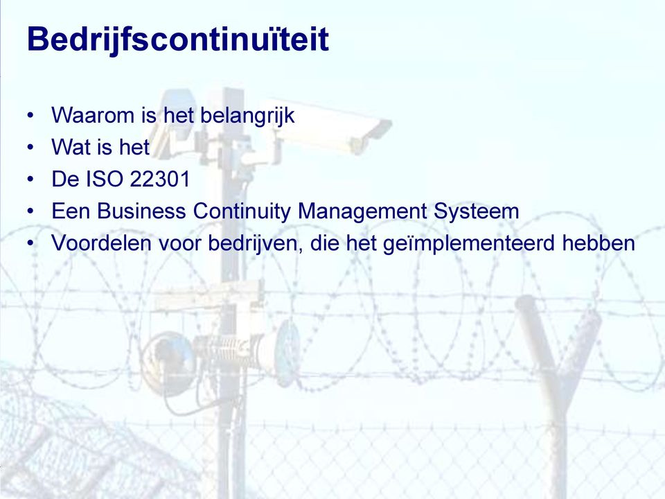 Business Continuity Management Systeem